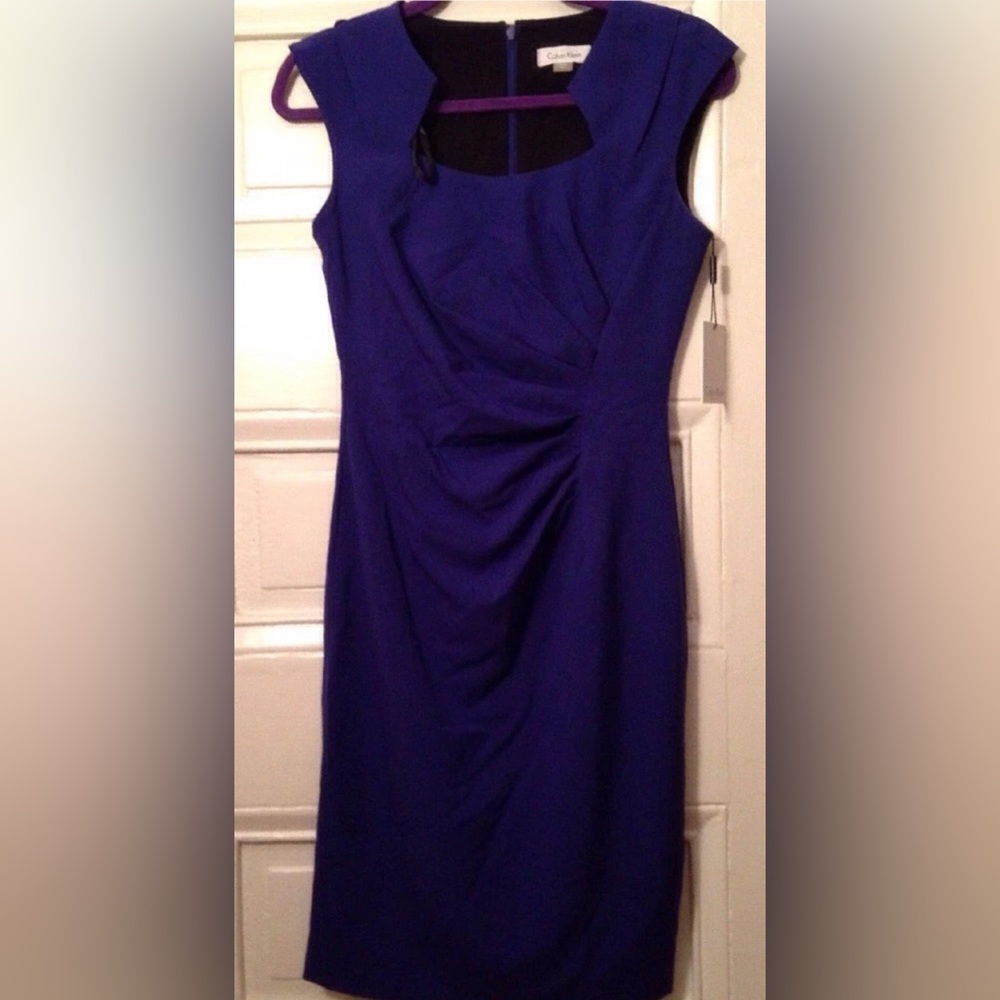 Calvin Klein NEW Blue Women's Sz 2 Cutout-Neck Sheath Dress $89